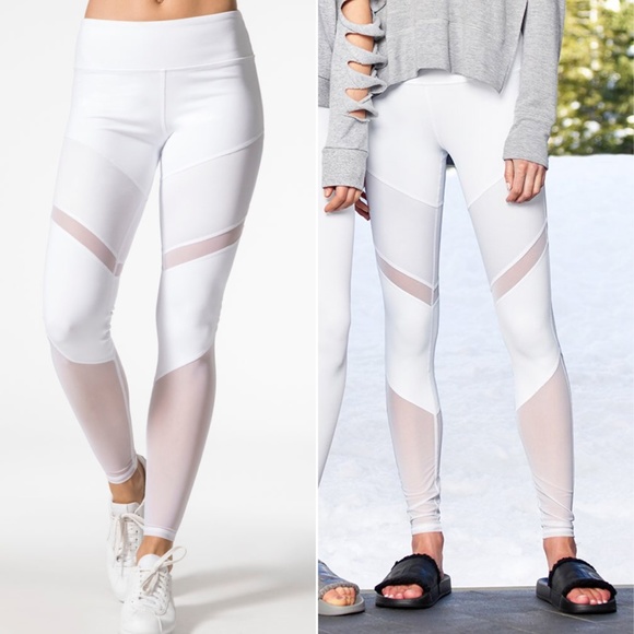 ALO Yoga Pants - ALO Sheila Leggings white tights mesh yoga XS